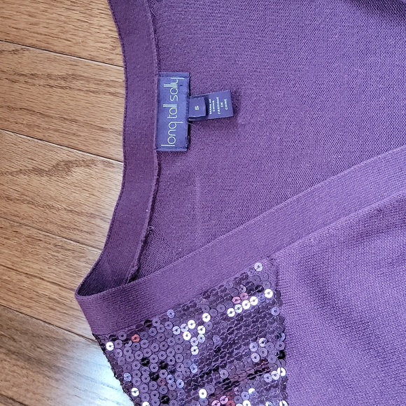 Long Tall Sally Cardigan w Sequin Shoulder Detail - Picture 3 of 5